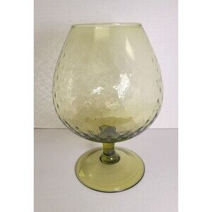 Empoli Italy Mid Century Modern Avocado Green 8.5" Footed Brandy Glass